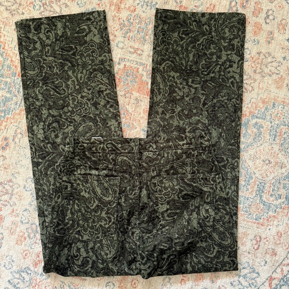 Zara Velvet Paisley Printed Pants | 6 | Green - Picture 5 of 7